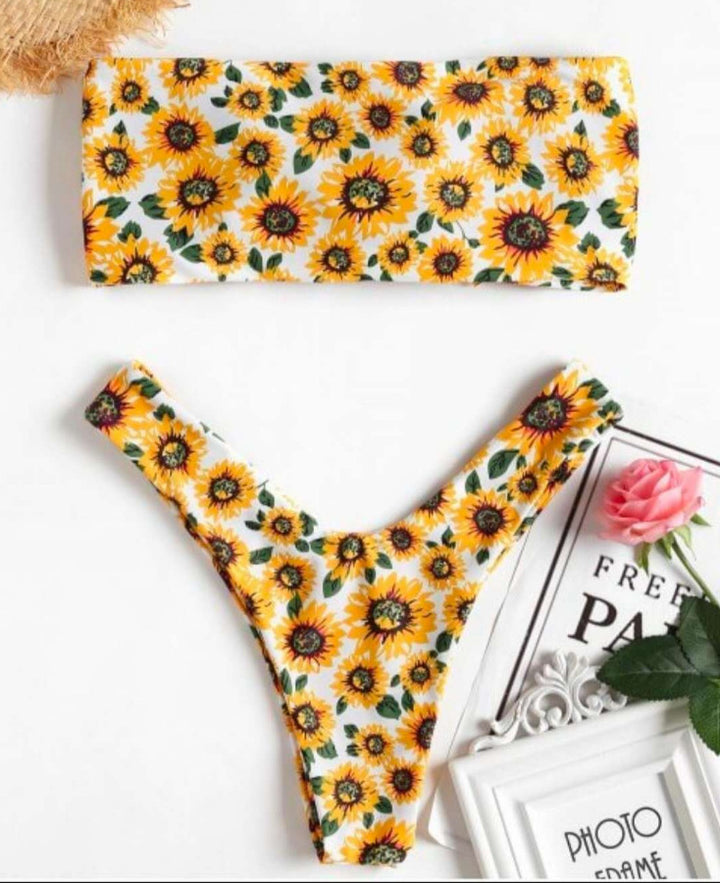 Damen Bandeau-Bikini mit verspieltem Kaktus-Muster Echo Archiv