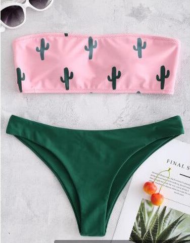 Damen Bandeau-Bikini mit verspieltem Kaktus-Muster Echo Archiv