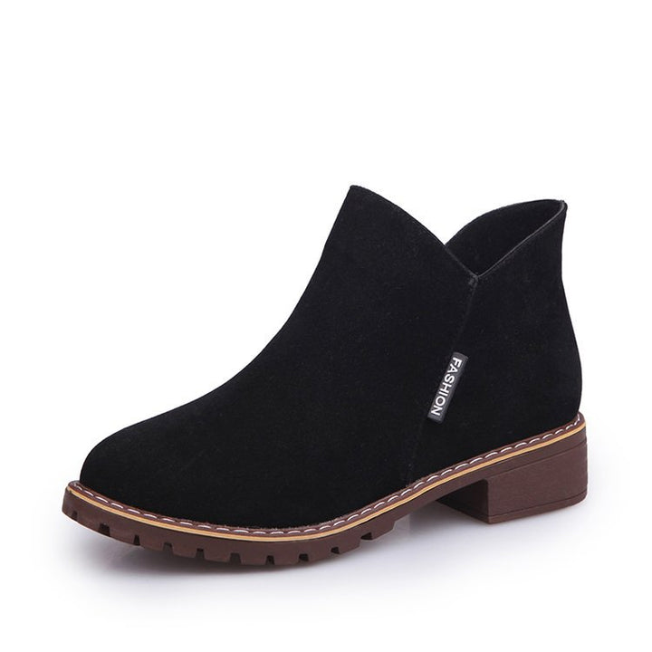 Damen nan knöchelhohe Velourslederimitat-Stiefelette mit robuster Traktorsohle und Komfortabsatz Echo Archiv