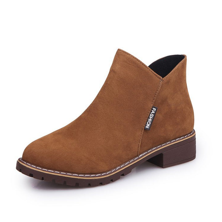 Damen nan knöchelhohe Velourslederimitat-Stiefelette mit robuster Traktorsohle und Komfortabsatz Echo Archiv
