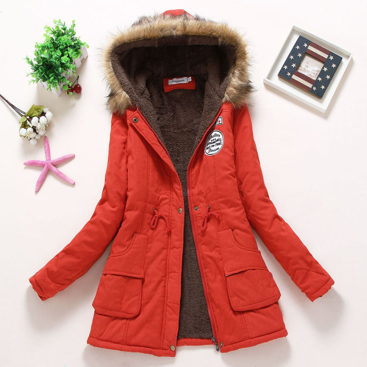 Damen Gesteppte Winterjacke mit Abnehmbarem Kunstfellkragen und Praktischen Aufgesetzten Taschen Echoarchiv