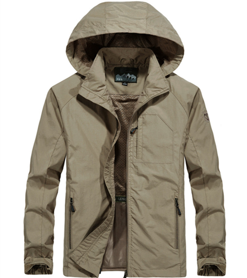 Herren Leichte Allwetter-Fieldjacke mit Kapuze, Mesh‑Innenfutter und Reißverschlusstaschen Echoarchiv