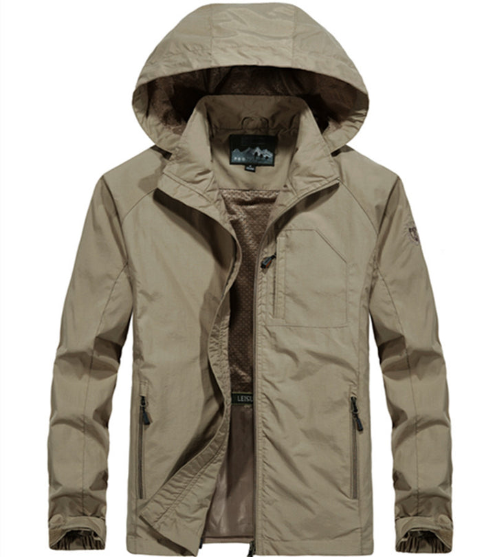 Herren Leichte Allwetter-Fieldjacke mit Kapuze, Mesh‑Innenfutter und Reißverschlusstaschen Echoarchiv