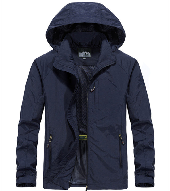 Herren Leichte Allwetter-Fieldjacke mit Kapuze, Mesh‑Innenfutter und Reißverschlusstaschen Echoarchiv