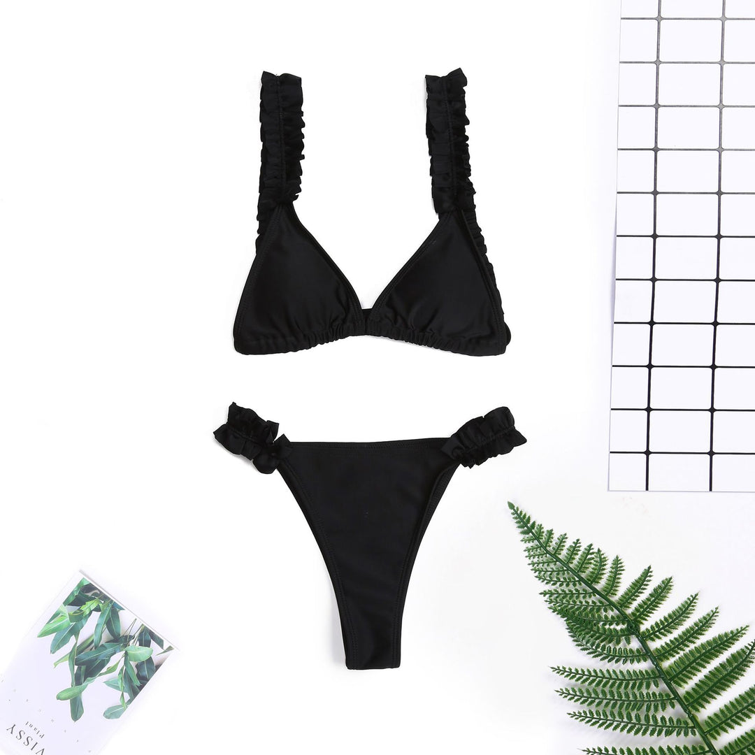 Damen Triangel-Bikini mit Rüschen und farbenfrohem Design Echo Archiv