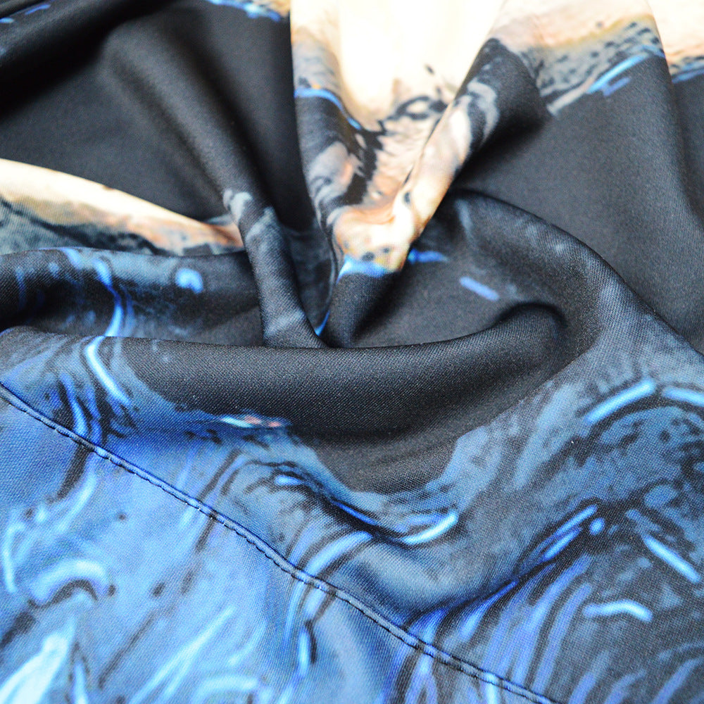 Unisex Kapuzenpullover mit 3D-Schädel-Print & blauem Flammen-Motiv Echoarchiv