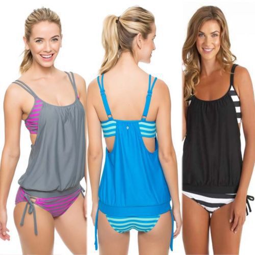 Damen Tankini mit verstellbaren Trägern und Übergroßem Schnitt Echo Archiv