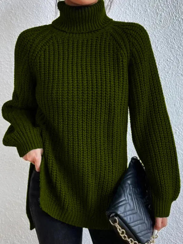 Echoarchiv-rollkragenpullover Mit Raglanärmel Und Geteiltem Saum