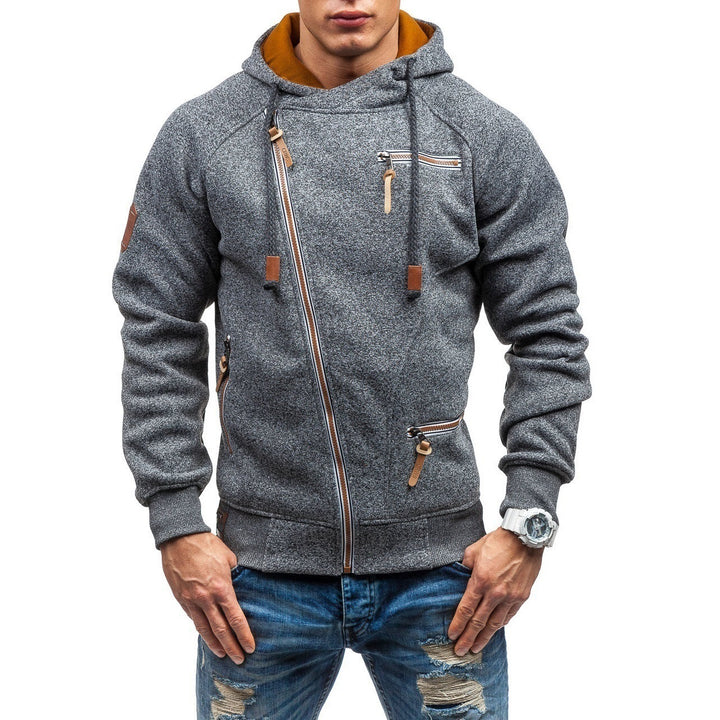 Herren Urbaner Hoodie mit asymmetrischem Reißverschluss und praktischen Taschen Echoarchiv