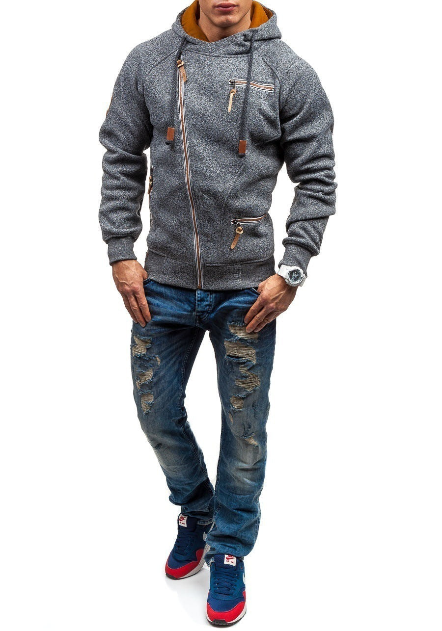 Herren Urbaner Hoodie mit asymmetrischem Reißverschluss und praktischen Taschen Echoarchiv