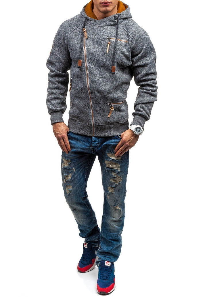 Herren Urbaner Hoodie mit asymmetrischem Reißverschluss und praktischen Taschen Echoarchiv