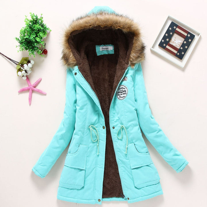 Damen Gesteppte Winterjacke mit Abnehmbarem Kunstfellkragen und Praktischen Aufgesetzten Taschen Echoarchiv