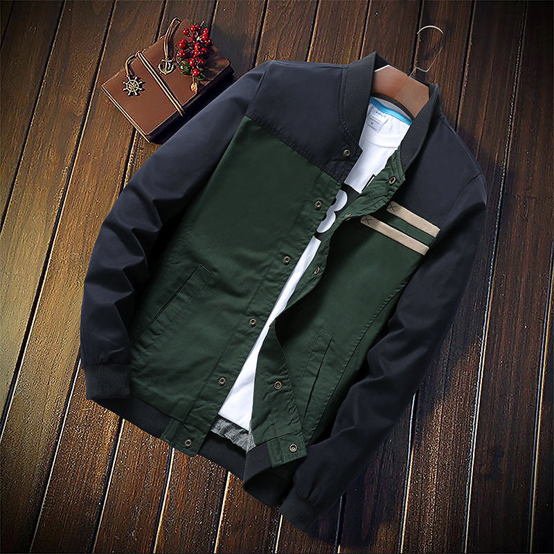 Herren Canvas-Bomberjacke im Field-Stil mit kontrastierenden Ärmeln und Bruststreifen Echoarchiv