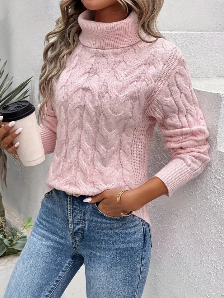 Echoarchiv | Rollkragenpullover mit Zopfmuster für Damen