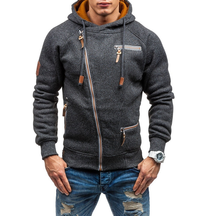 Herren Urbaner Hoodie mit asymmetrischem Reißverschluss und praktischen Taschen Echoarchiv