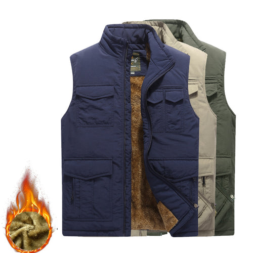 Herren Outdoor‑Utility‑Weste mit wärmendem Teddyplüschfutter und Mehrfachtaschen Echoarchiv