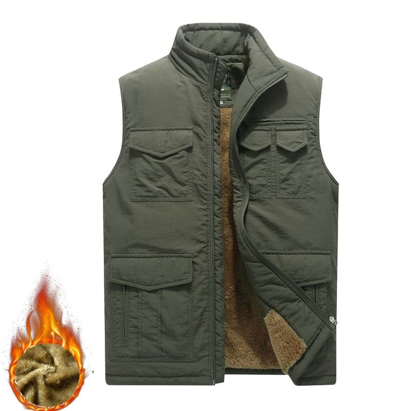 Herren Outdoor‑Utility‑Weste mit wärmendem Teddyplüschfutter und Mehrfachtaschen Echoarchiv