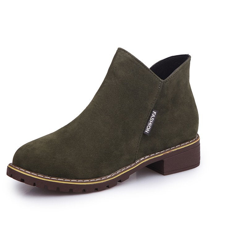 Damen nan knöchelhohe Velourslederimitat-Stiefelette mit robuster Traktorsohle und Komfortabsatz Echo Archiv