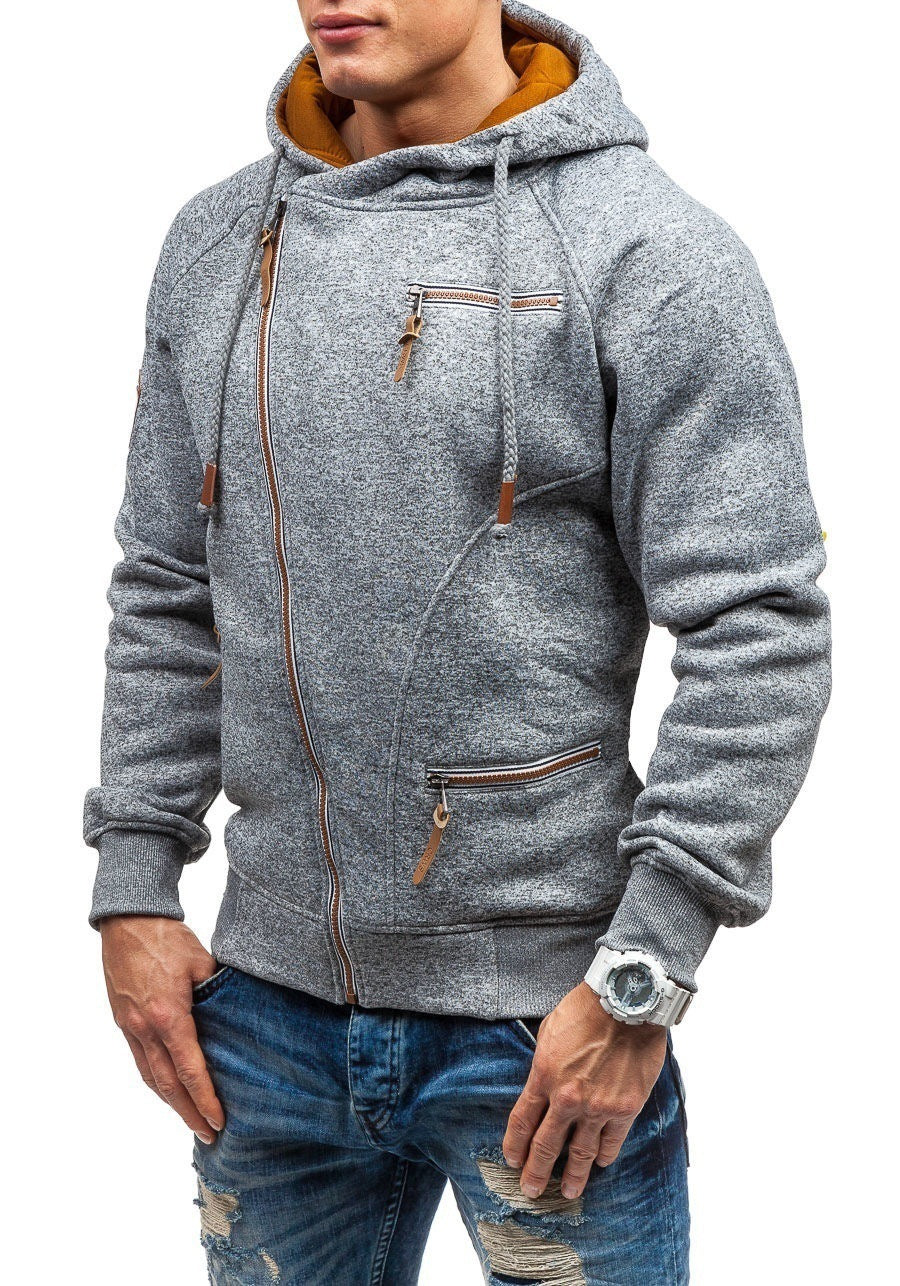 Herren Urbaner Hoodie mit asymmetrischem Reißverschluss und praktischen Taschen Echoarchiv