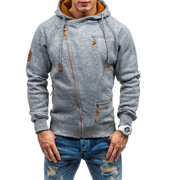 Herren Urbaner Hoodie mit asymmetrischem Reißverschluss und praktischen Taschen Echoarchiv