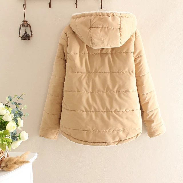 Damen Gepolsterte Winterjacke mit Teddyfutter und Kapuze – Avérine