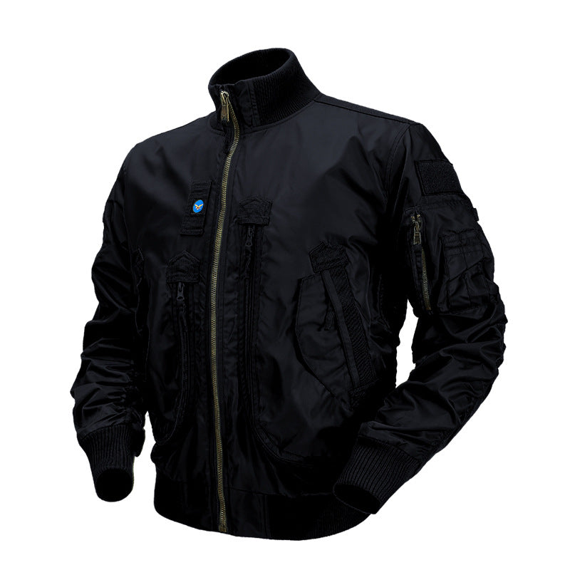 Herren Piloten-Bomberjacke mit Utility-Taschen und geripptem Stehkragen Echo Archiv