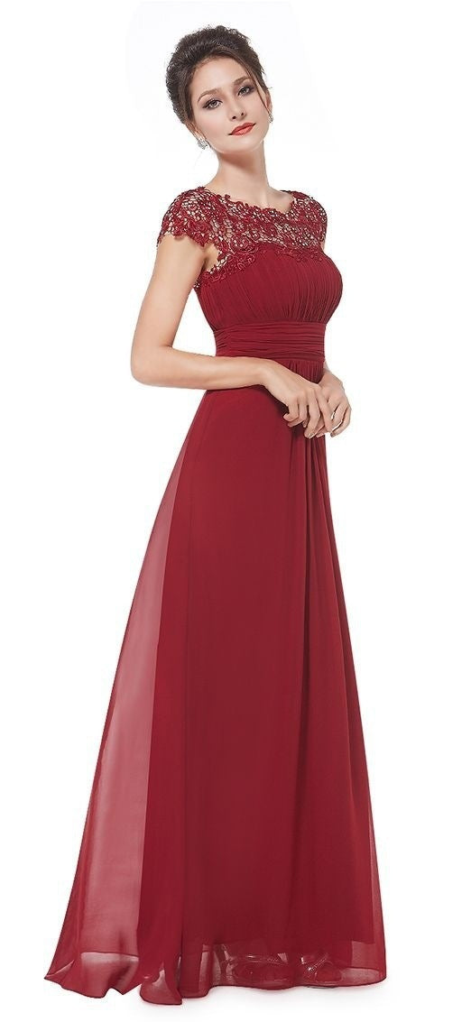 Damen Elegantes Maxikleid mit Spitzenoberteil und fließendem Rock Echoarchiv