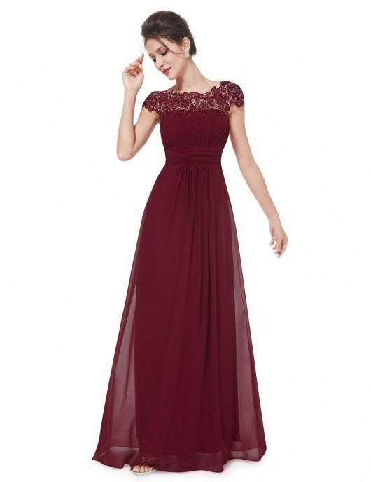 Damen Elegantes Maxikleid mit Spitzenoberteil und fließendem Rock Echoarchiv