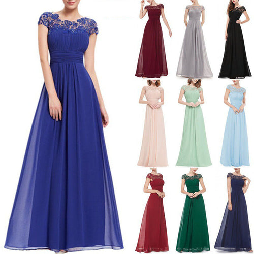 Damen Elegantes Maxikleid mit Spitzenoberteil und fließendem Rock Echoarchiv