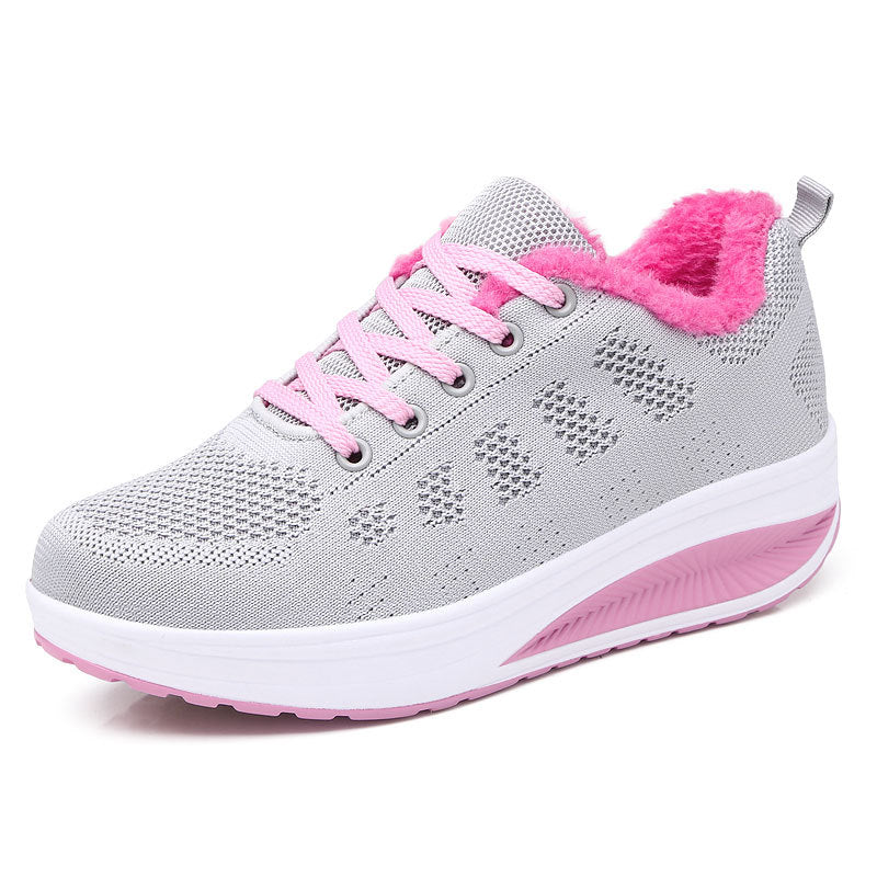 Damen nan gefütterter Strick-Schnürwalkingschuh mit kuscheligem Teddyfutter und ergonomischer Keilsohle Echo Archiv