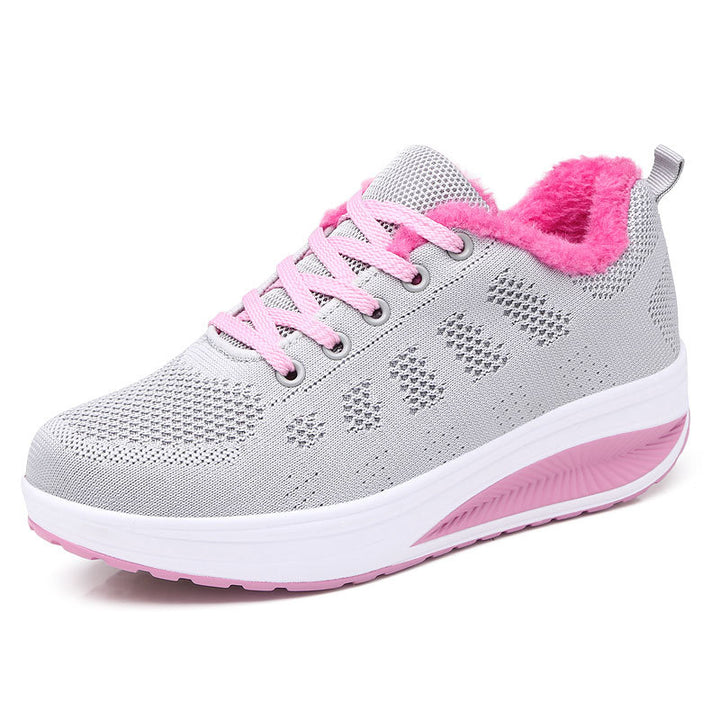 Damen nan gefütterter Strick-Schnürwalkingschuh mit kuscheligem Teddyfutter und ergonomischer Keilsohle Echo Archiv