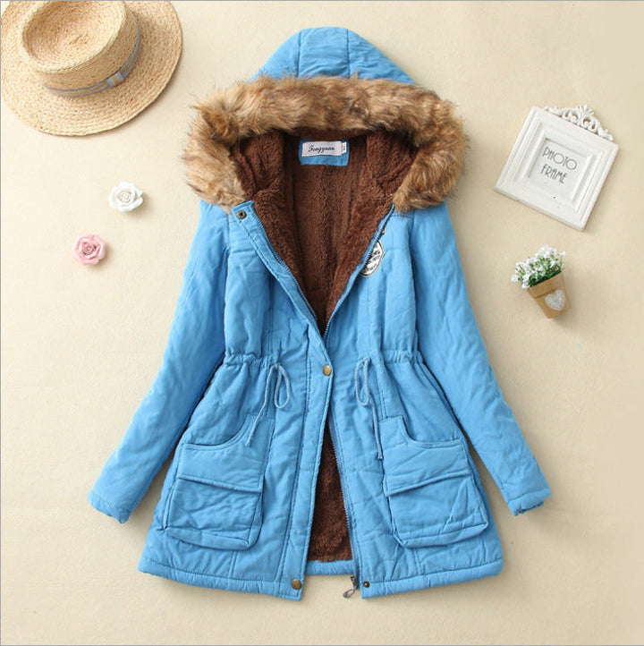 Damen Gesteppte Winterjacke mit Abnehmbarem Kunstfellkragen und Praktischen Aufgesetzten Taschen Echoarchiv