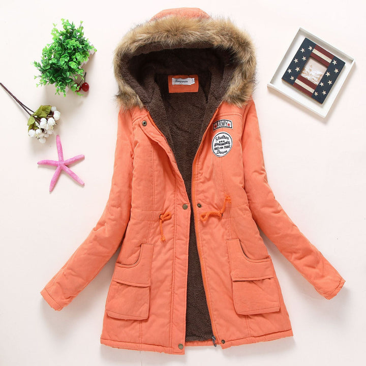 Damen Gesteppte Winterjacke mit Abnehmbarem Kunstfellkragen und Praktischen Aufgesetzten Taschen Echoarchiv