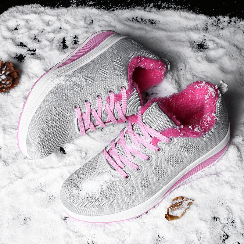 Damen nan gefütterter Strick-Schnürwalkingschuh mit kuscheligem Teddyfutter und ergonomischer Keilsohle Echo Archiv