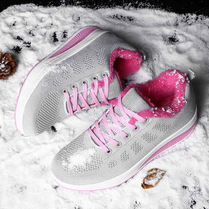 Damen nan gefütterter Strick-Schnürwalkingschuh mit kuscheligem Teddyfutter und ergonomischer Keilsohle Echo Archiv