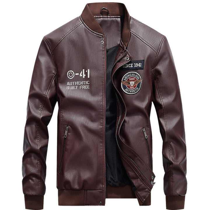 Herren Sportliche Kunstlederbomberjacke Echo Archiv