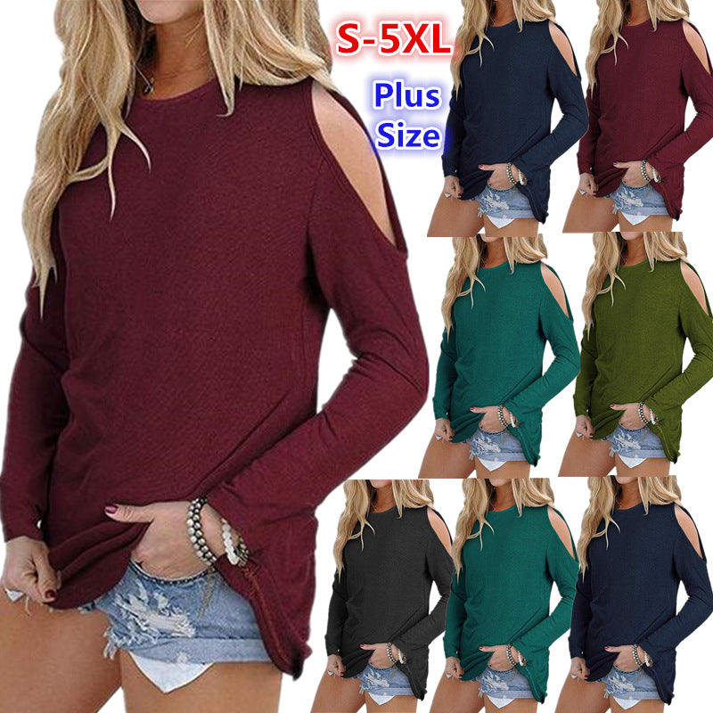 Damen Langarmshirt mit ausgeschnittenen Schultern und lässiger Tunika-Silhouette – Avérine
