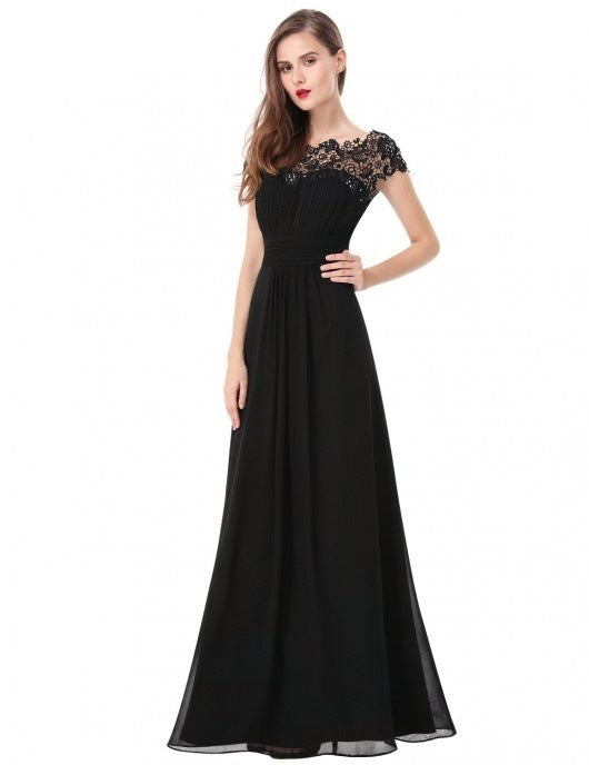 Damen Elegantes Maxikleid mit Spitzenoberteil und fließendem Rock Echoarchiv