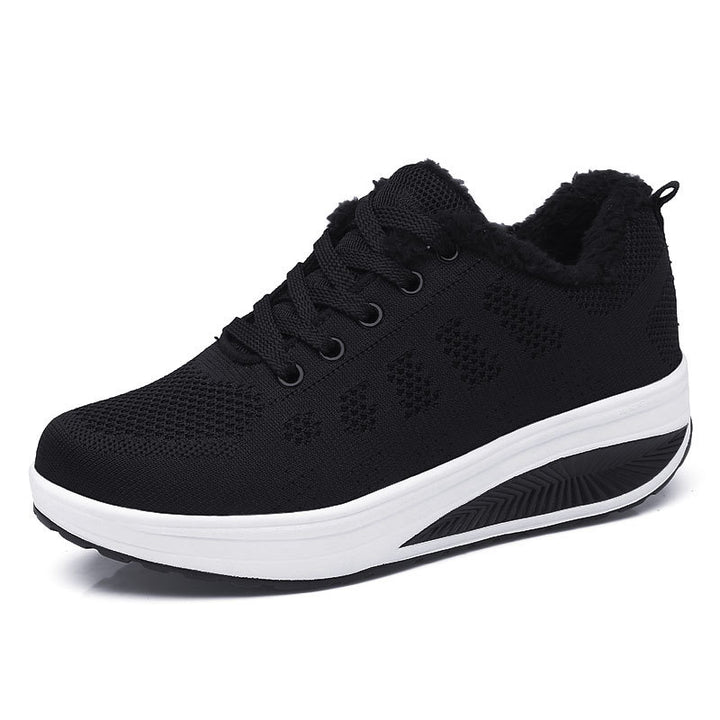 Damen nan gefütterter Strick-Schnürwalkingschuh mit kuscheligem Teddyfutter und ergonomischer Keilsohle Echo Archiv