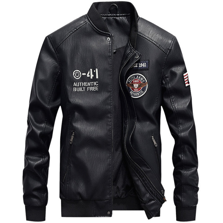Herren Sportliche Kunstlederbomberjacke Echo Archiv
