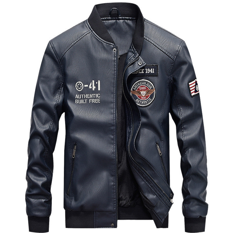 Herren Sportliche Kunstlederbomberjacke Echo Archiv