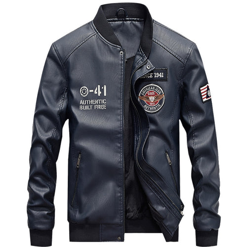 Herren Sportliche Kunstlederbomberjacke Echo Archiv