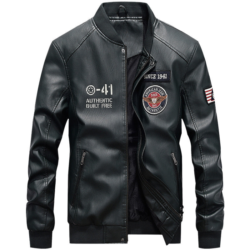 Herren Sportliche Kunstlederbomberjacke Echo Archiv