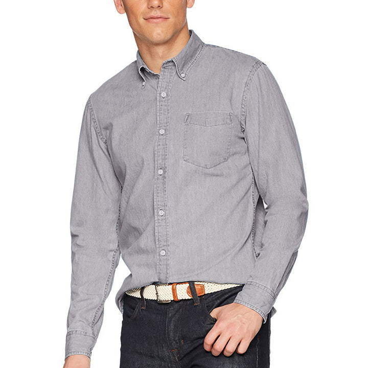 Herren Elegantes Denimhemd mit modischem Schnitt und praktischer Brusttasche Echoarchiv