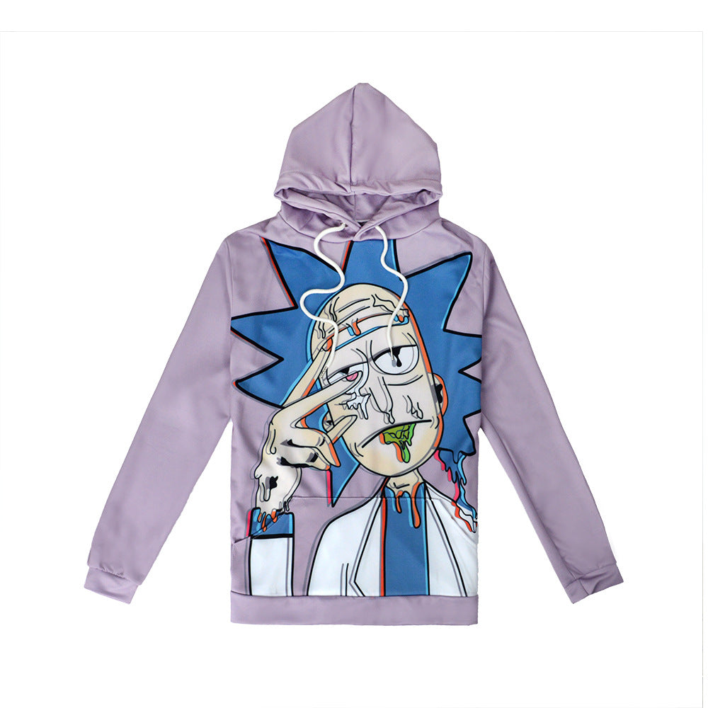 Unisex Kapuzenpullover mit großflächigem Cartoon-Print, tropfender Grafik & Kängurutasche – Auréline