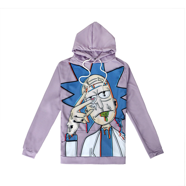 Unisex Kapuzenpullover mit großflächigem Cartoon-Print, tropfender Grafik & Kängurutasche – Auréline