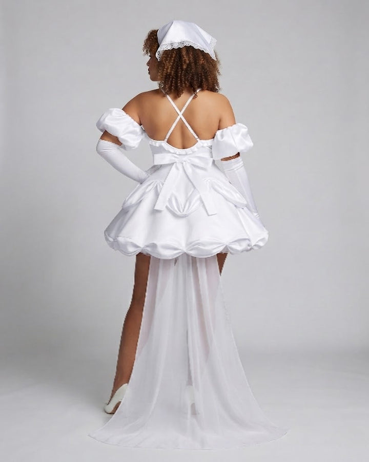 Damen Hochzeits-Cosplay-Kleid mit Ärmelapplikationen und aufwendigen Rüschen Echo Archiv