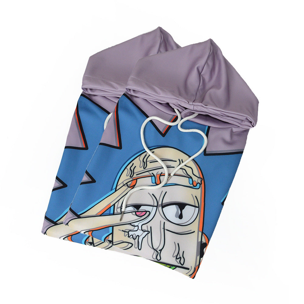 Unisex Kapuzenpullover mit großflächigem Cartoon-Print, tropfender Grafik & Kängurutasche – Auréline
