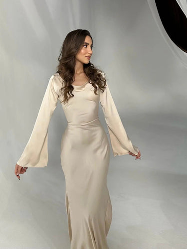 Echoarchiv | Fließendes Maxi Kleid Mit Langen Ärmeln Für Damen