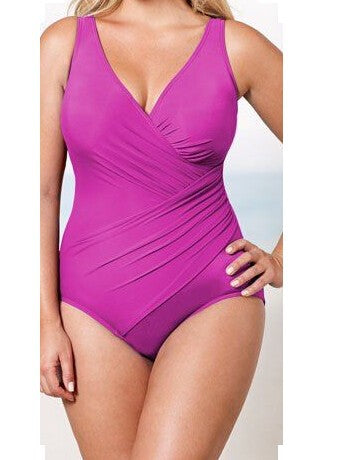 Damen Eleganter Wickel-Badeanzug mit modellierenden Einsätzen Echo Archiv